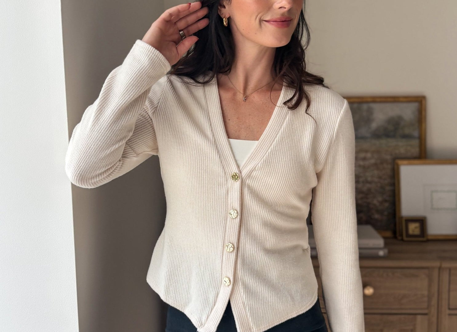 The Cork & Candle Soft Ribbed V-Neck Cardigan - Love and Lee Apparel