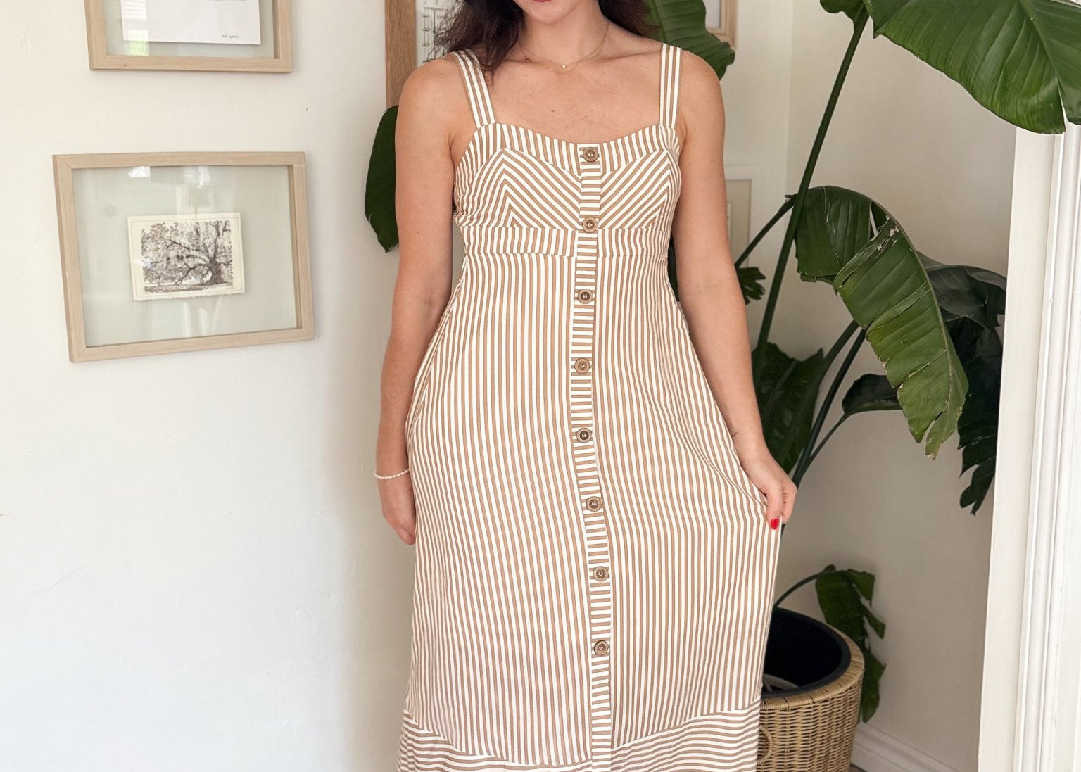 Lorelai Button Striped Midi Dress - Love and Lee Apparel