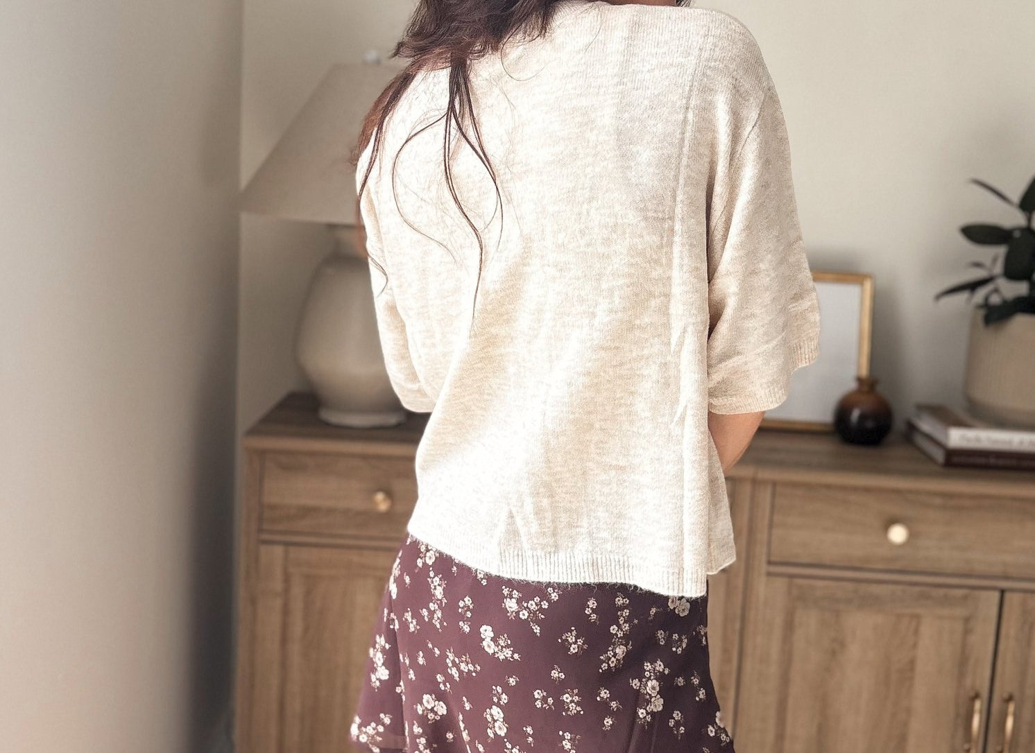 The Presley Floral Print Elastic Lace Trim Mini Skirt in Brown - Love and Lee Apparel