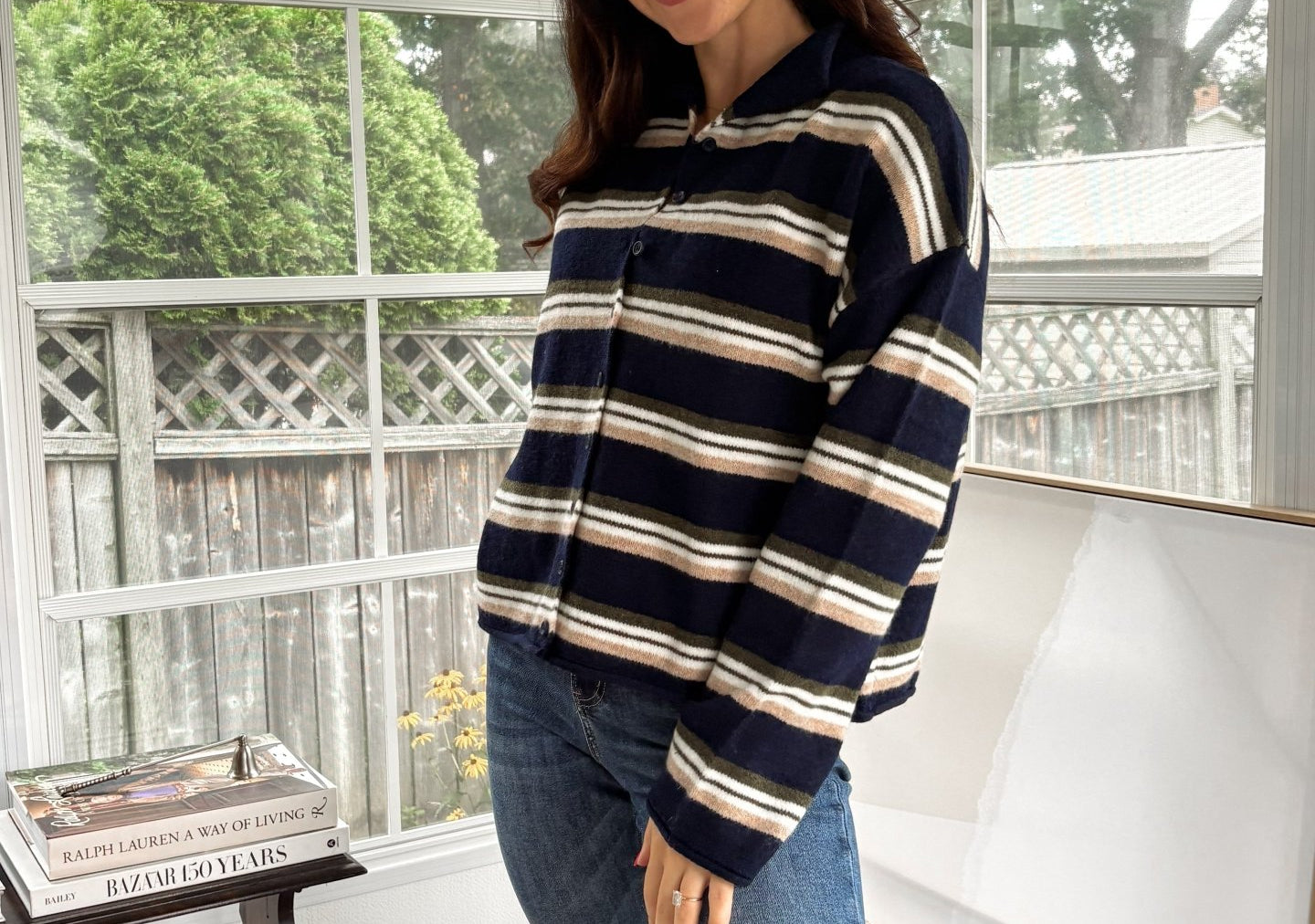 'Meet Me on Campus' Multi-Color Stripe Rolled Neck Knit Cardigan - Love and Lee Apparel