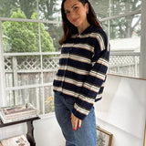 'Meet Me on Campus' Multi-Color Stripe Rolled Neck Knit Cardigan - Love and Lee Apparel