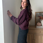 The Mauve Wine Long Sleeve O-Neck Pullover Sweater - Love and Lee Apparel