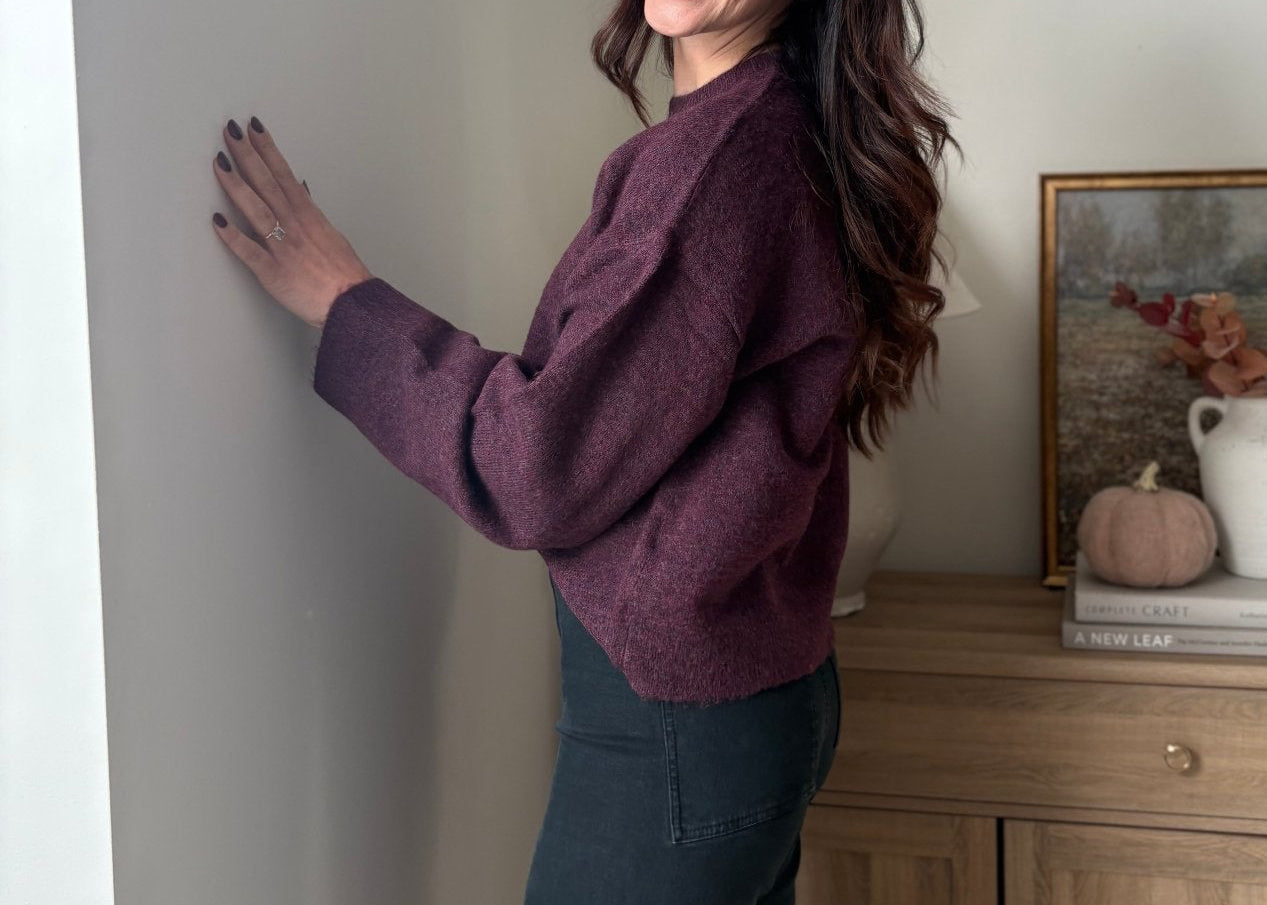 The Mauve Wine Long Sleeve O-Neck Pullover Sweater - Love and Lee Apparel