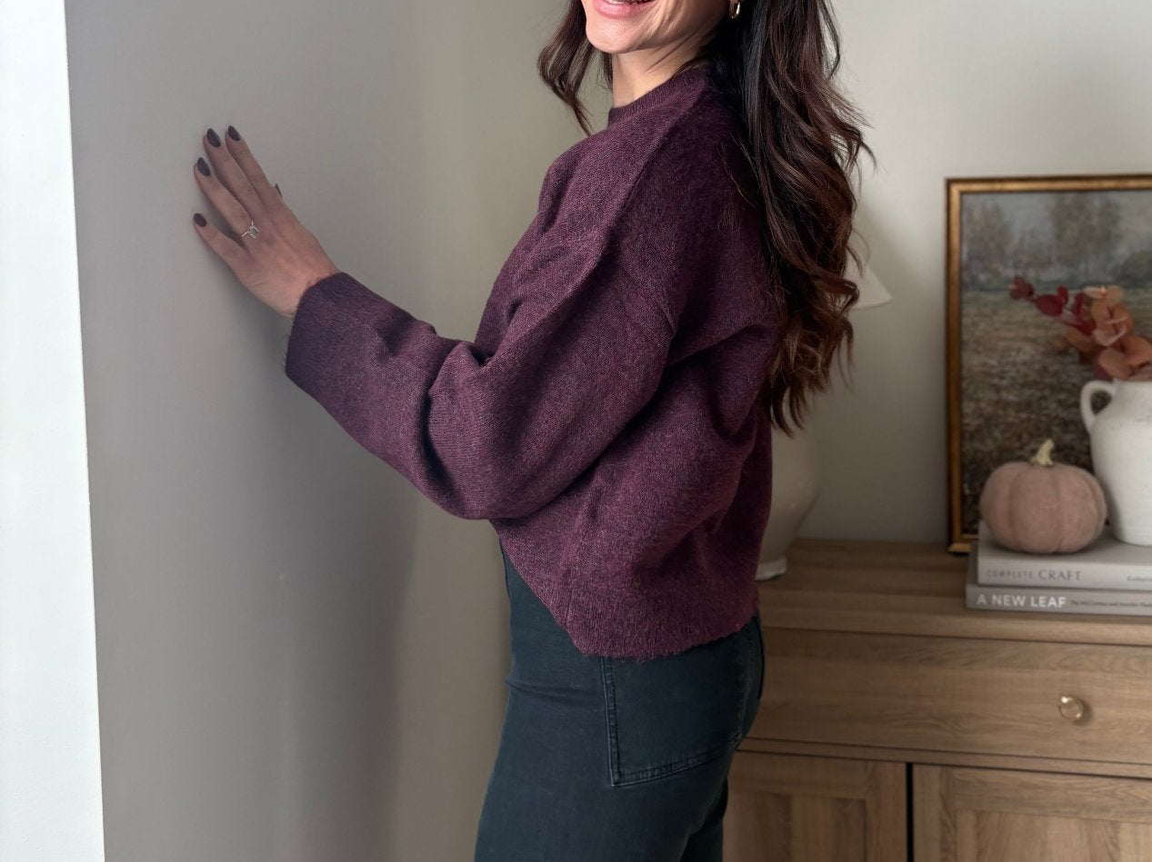 The Mauve Wine Long Sleeve O-Neck Pullover Sweater - Love and Lee Apparel