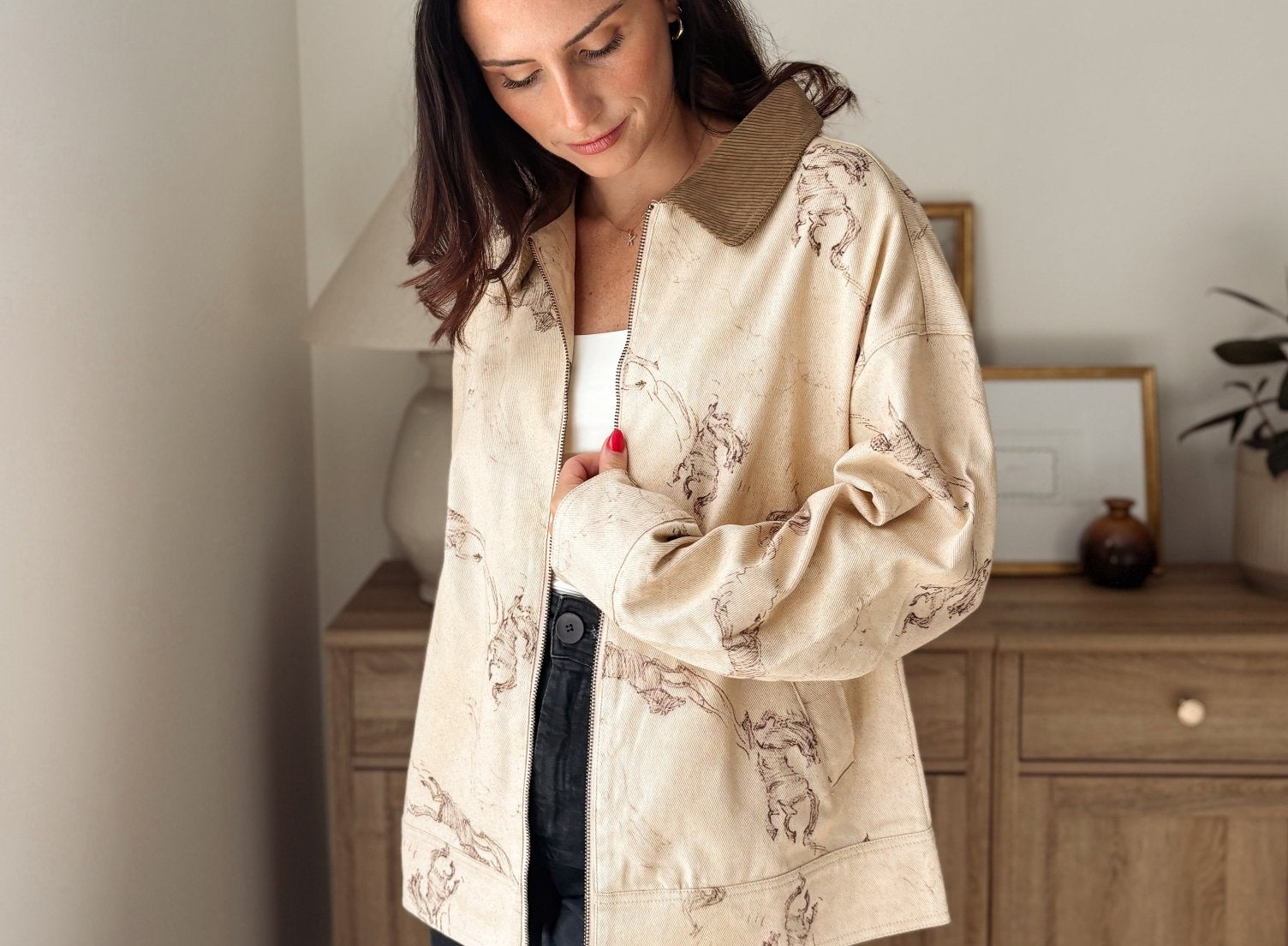 The Countryside Stables Western Horse Print Zip Up Jacket - Love and Lee Apparel