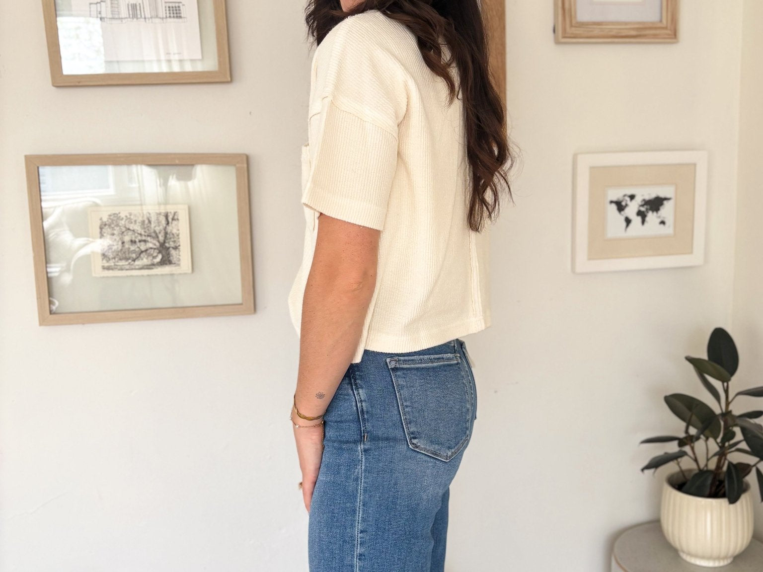 The Erika Ribbed Pocket Detail Short Sleeve Knit Top - Love and Lee Apparel