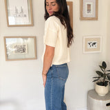 The Erika Ribbed Pocket Detail Short Sleeve Knit Top - Love and Lee Apparel