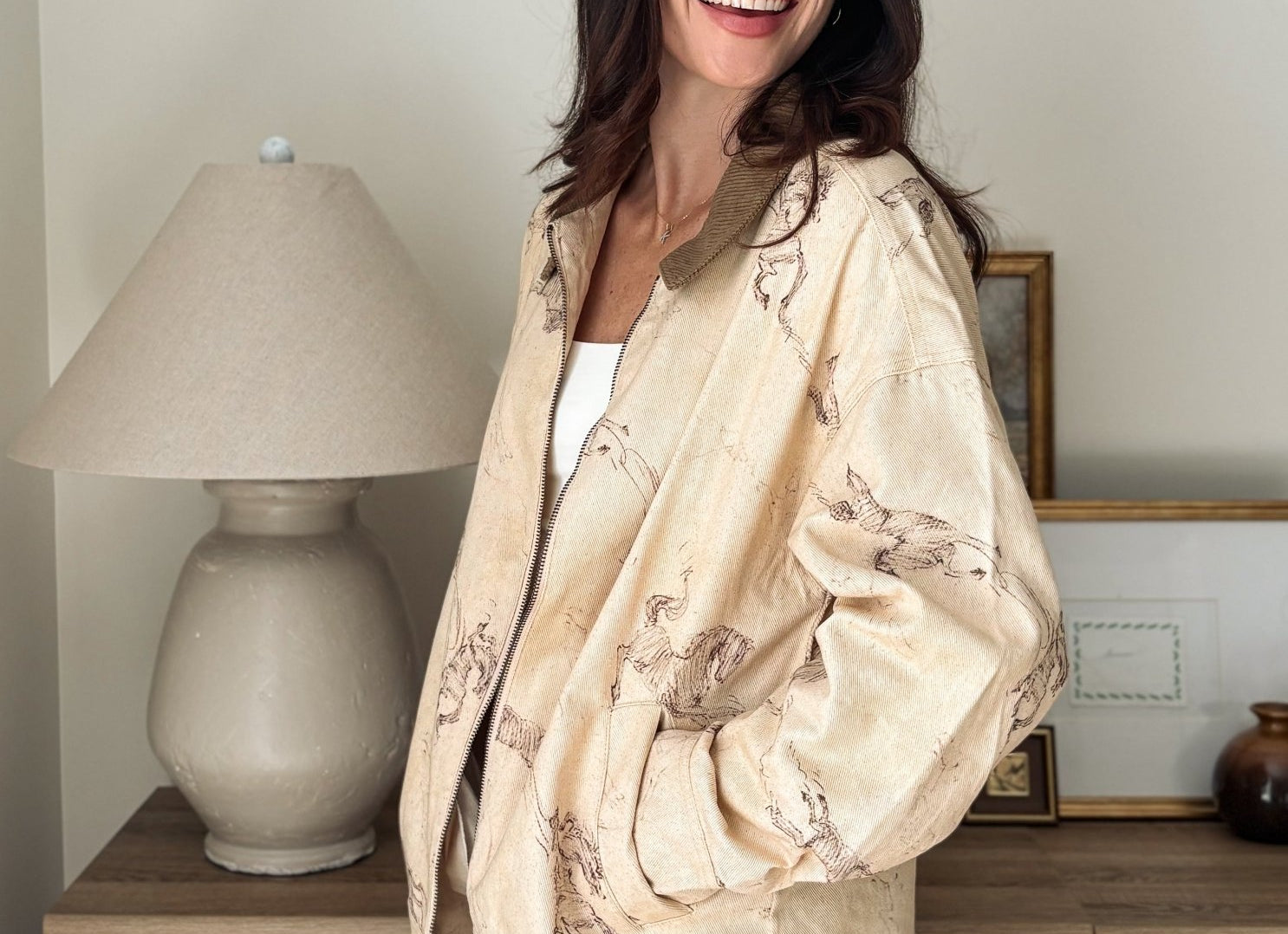 The Countryside Stables Western Horse Print Zip Up Jacket - Love and Lee Apparel