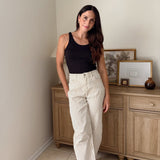 The Cecelia Stripe Cotton Barrel Jeans Casual High Waist Pants - Love and Lee Apparel