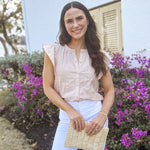 The Fiona Flutter Sleeve Button Down Embroidered Top - Love and Lee Apparel