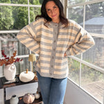 Morning Mist Striped Button Down Boxy Knit Cardigan - Love and Lee Apparel