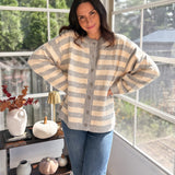 Morning Mist Striped Button Down Boxy Knit Cardigan - Love and Lee Apparel