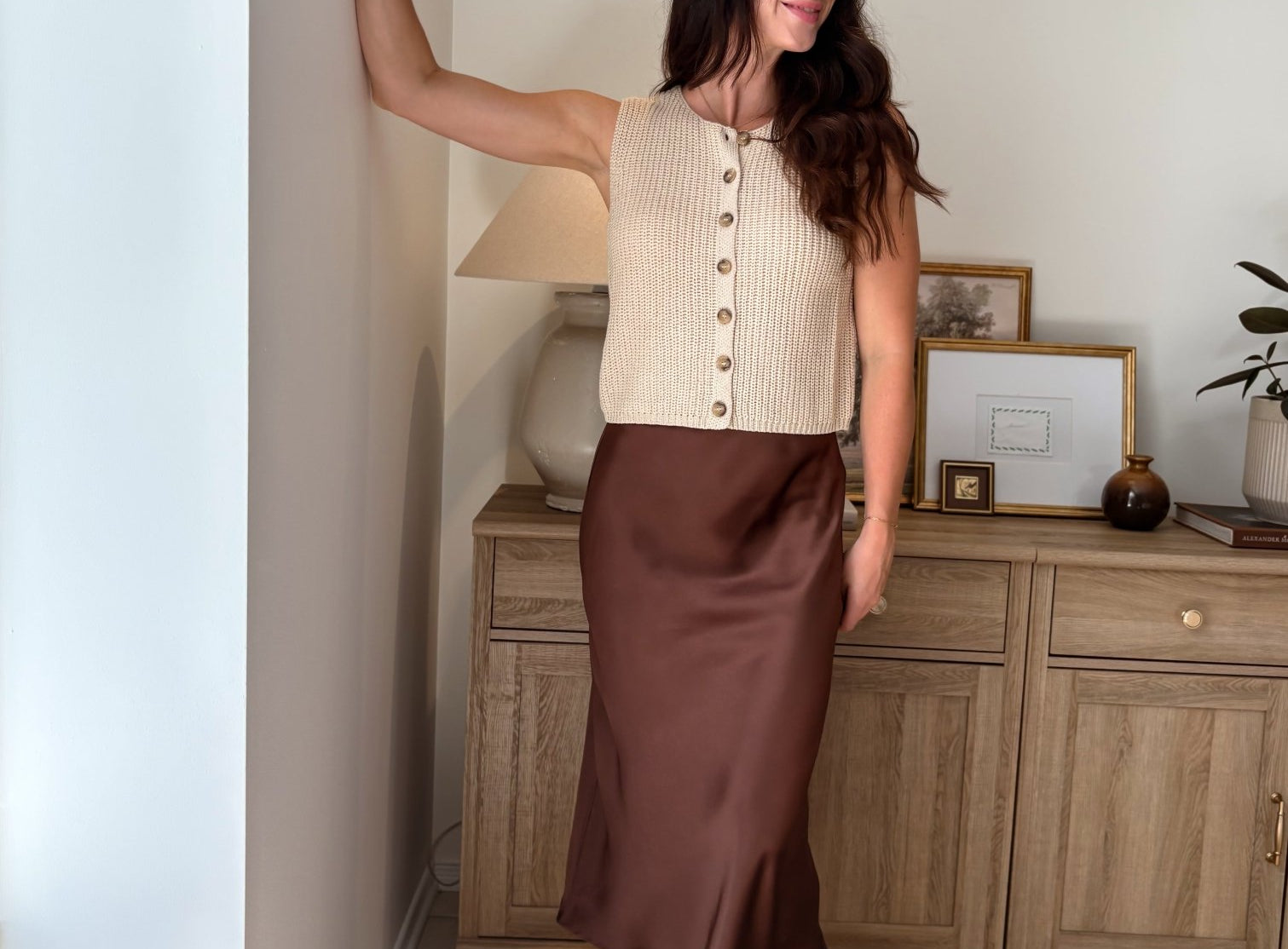 The Magnolia Satin Midi Skirt in Chocolate Brown - Love and Lee Apparel