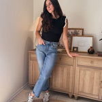 The Dayna High Rise Medium Wash Ankle Slim Wide Jeans - Love and Lee Apparel