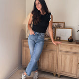 The Dayna High Rise Medium Wash Ankle Slim Wide Jeans - Love and Lee Apparel