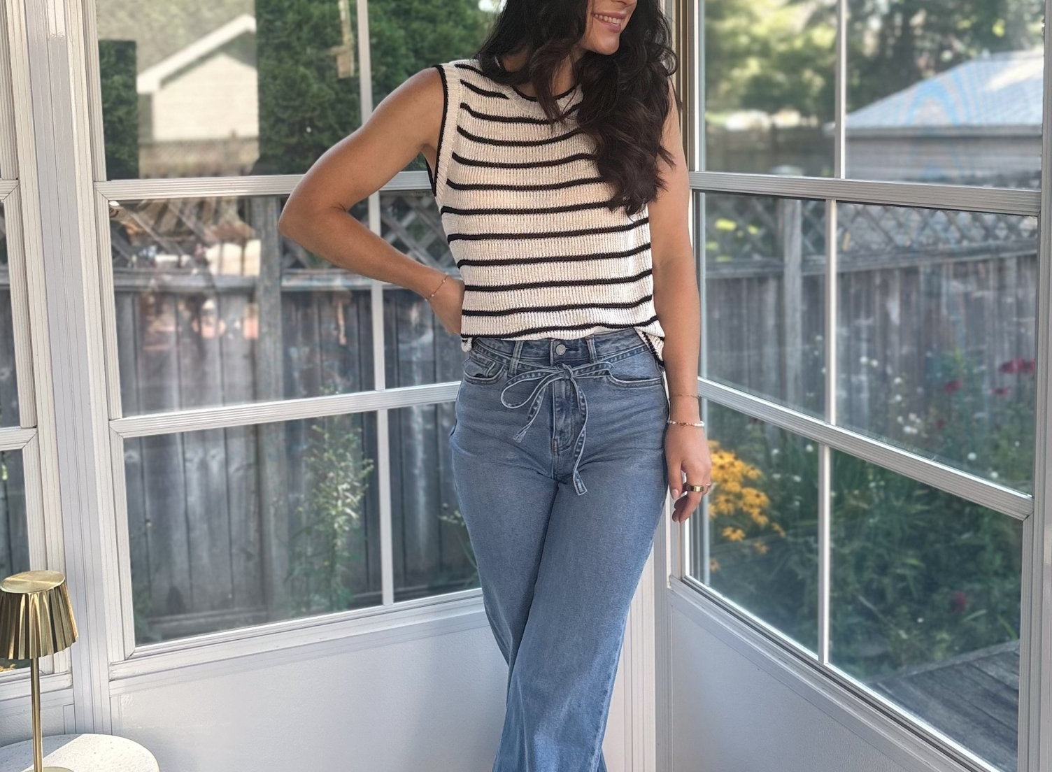 Olive High Waisted Wide Leg Jeans with Removable Denim Belt - Love and Lee Apparel