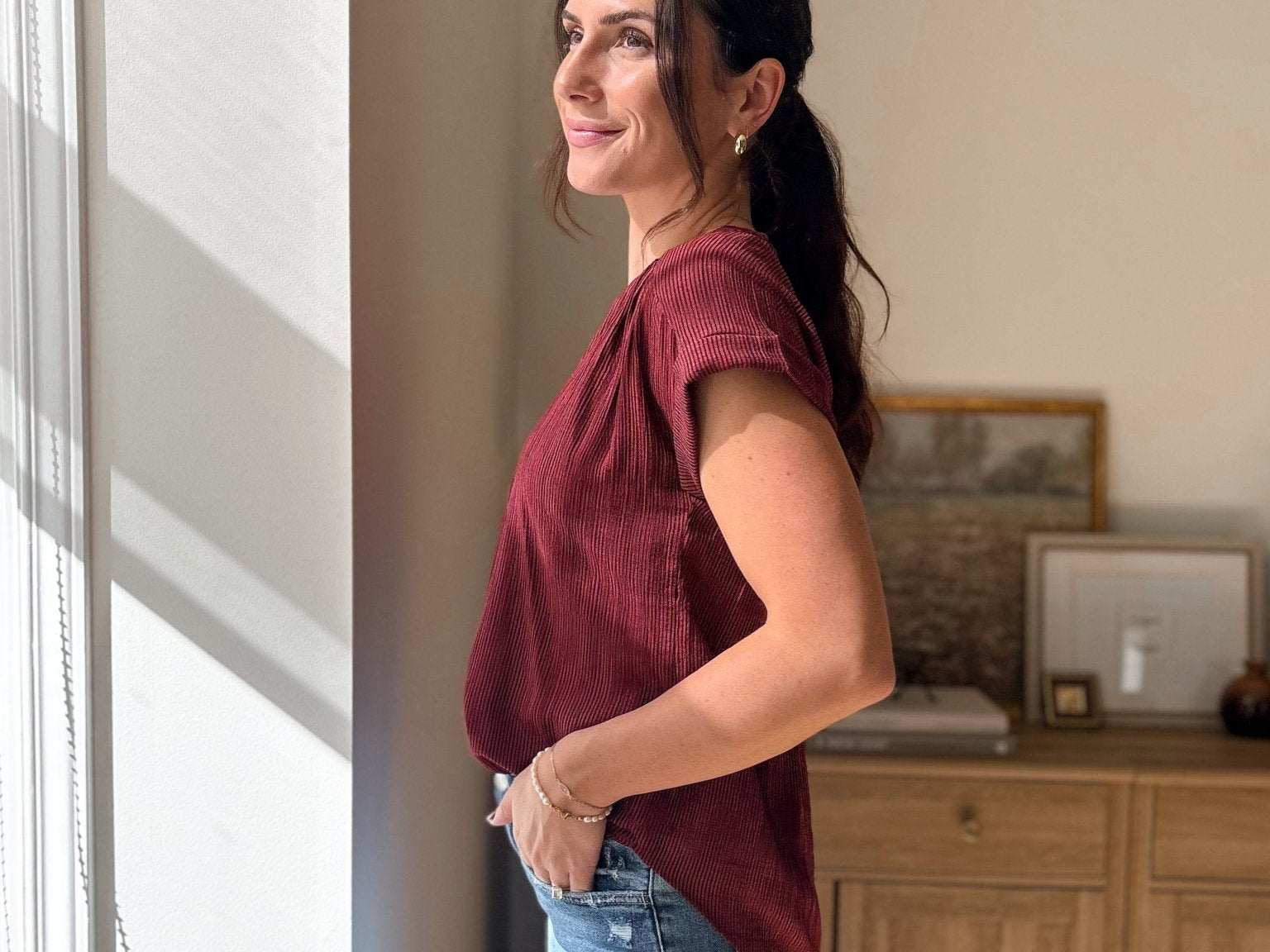 Honeycrisp Pinstripe Short Sleeve Button Down Shirt - Love and Lee Apparel