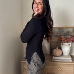 The' Home for the Holiday' Boat Neck Dolman Long Sleeve Knit Sweater in Black - Love and Lee Apparel