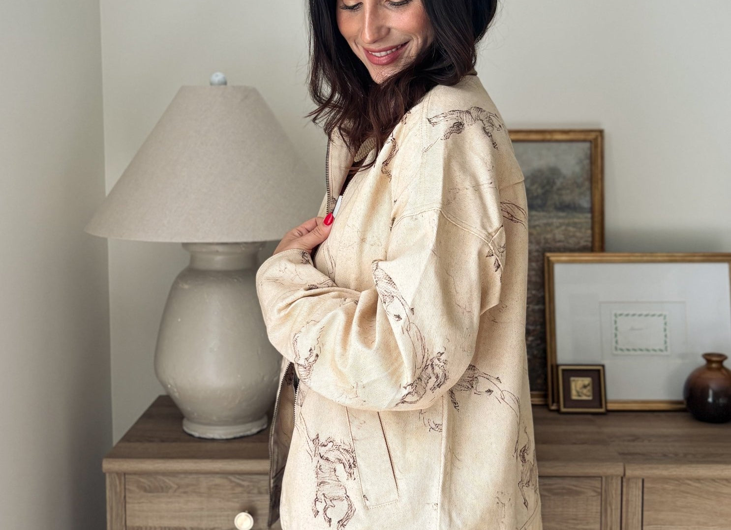 The Countryside Stables Western Horse Print Zip Up Jacket - Love and Lee Apparel