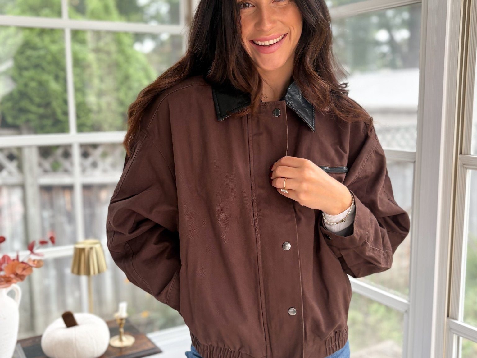 November Air Contrast Vegan Leather Collar Jacket - Love and Lee Apparel
