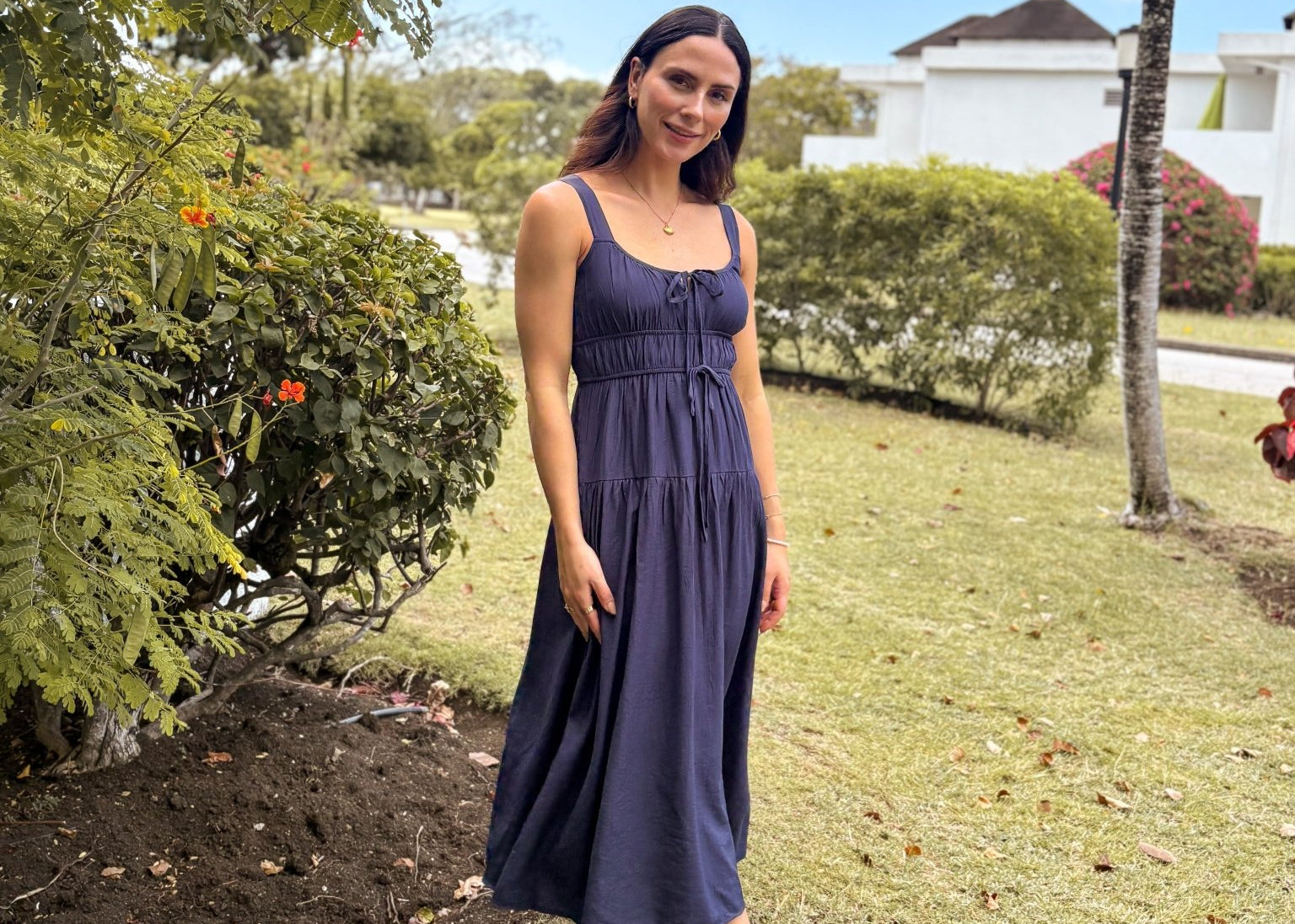 The Rhodes Front Tie Keyhole Detail Sleeveless Midi Dress - Love and Lee Apparel