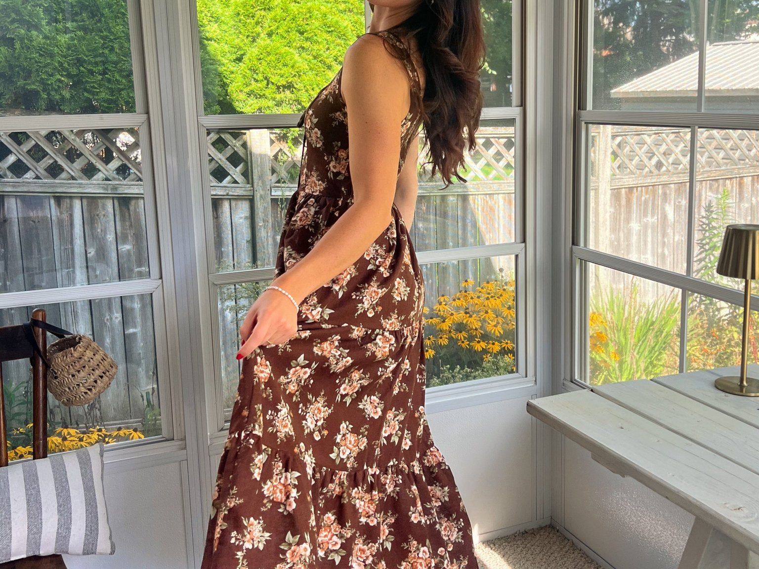Sloan Floral Front Lace Up Corset Sleeveless Midi Dress - Love and Lee Apparel