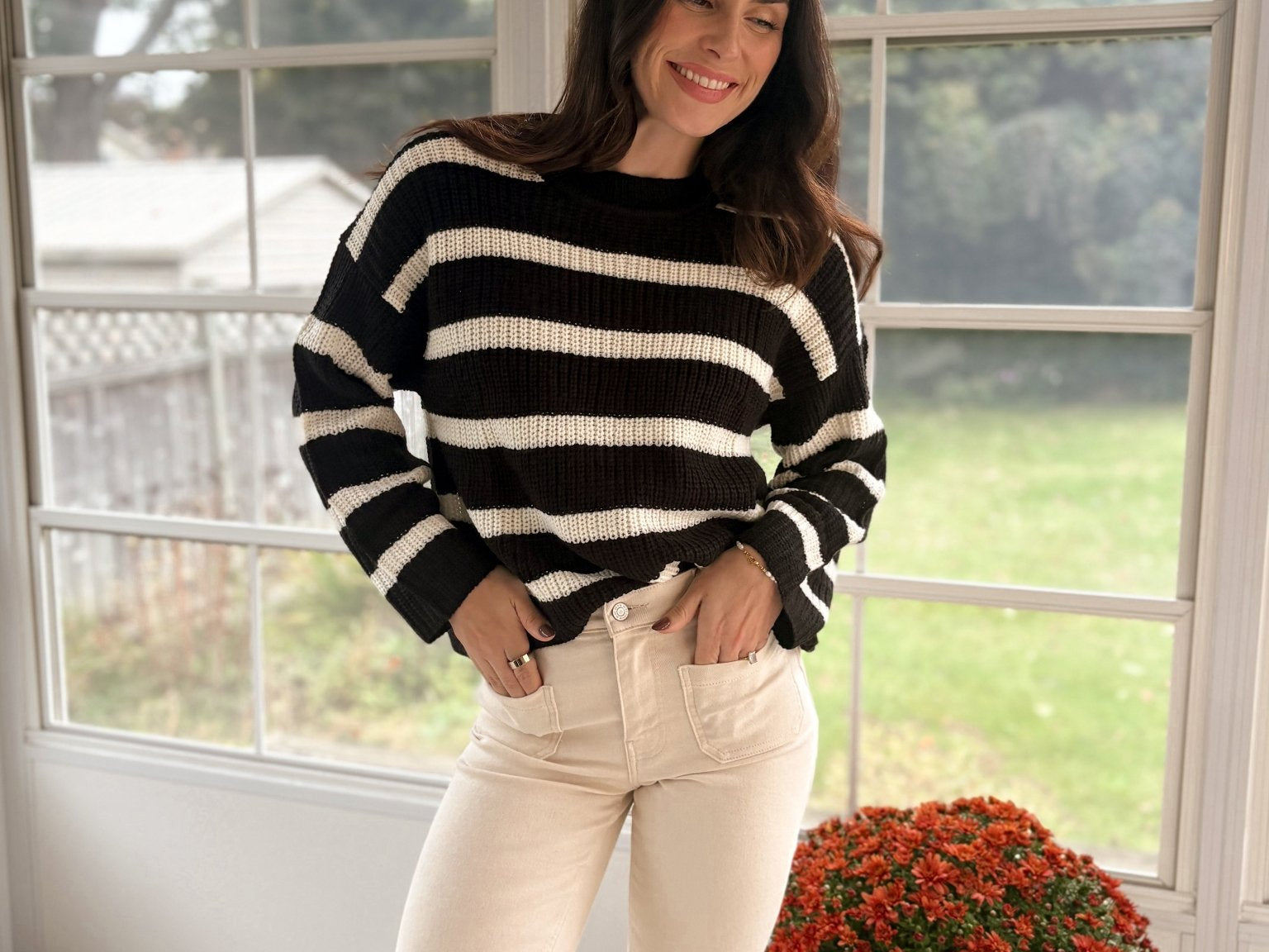 The Striped and Snuggled Pullover Knit Sweater - Love and Lee Apparel