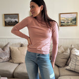 The Juliette Long Sleeve Knit Turtle Neck in Soft Pink - Love and Lee Apparel