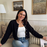 The Eugenie Contrast Stitch Trim Button Down Knit Cardigan - Love and Lee Apparel