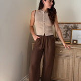 The Camille Contrast Stitch Trim Button Down Ribbed Knit Vest - Love and Lee Apparel