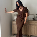 The 'Harvest Gathering' Satin Lace Hem Slip-On Pencil Skirt - Love and Lee Apparel