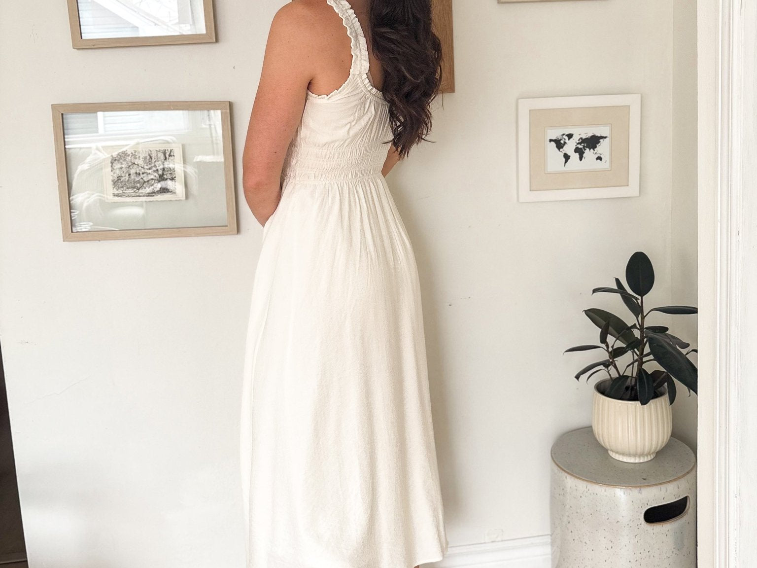 The Avery Spaghetti Strap Front Tie Shirred Waist Midi Dress - Love and Lee Apparel