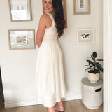 The Avery Spaghetti Strap Front Tie Shirred Waist Midi Dress - Love and Lee Apparel