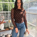 Autumn Social Sheer Mesh Long Sleeve Top - Love and Lee Apparel