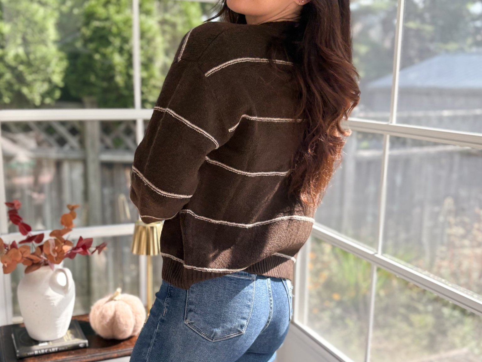 Fallen Leaves Stripe Button Down Cardigan - Love and Lee Apparel
