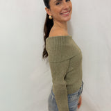 The Katia Long Sleeve Off - Shoulder Knit Sweater - 2 colours available - Love and Lee Apparel