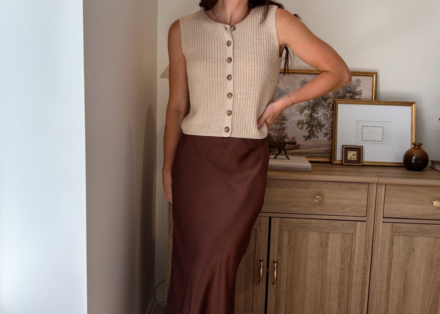 The Magnolia Satin Midi Skirt in Chocolate Brown - Love and Lee Apparel
