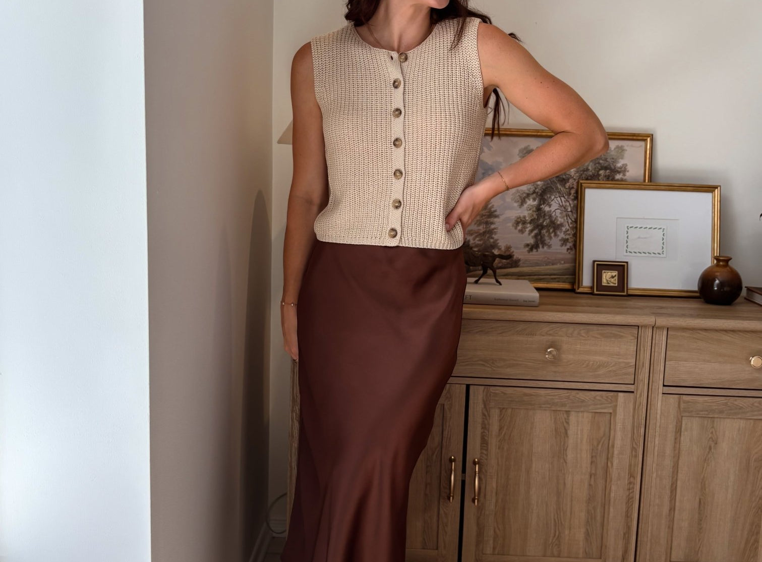 The Magnolia Satin Midi Skirt in Chocolate Brown - Love and Lee Apparel