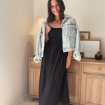 The Chanel Contrast Tie Spaghetti Strap Mix Media Midi Dress - Love and Lee Apparel