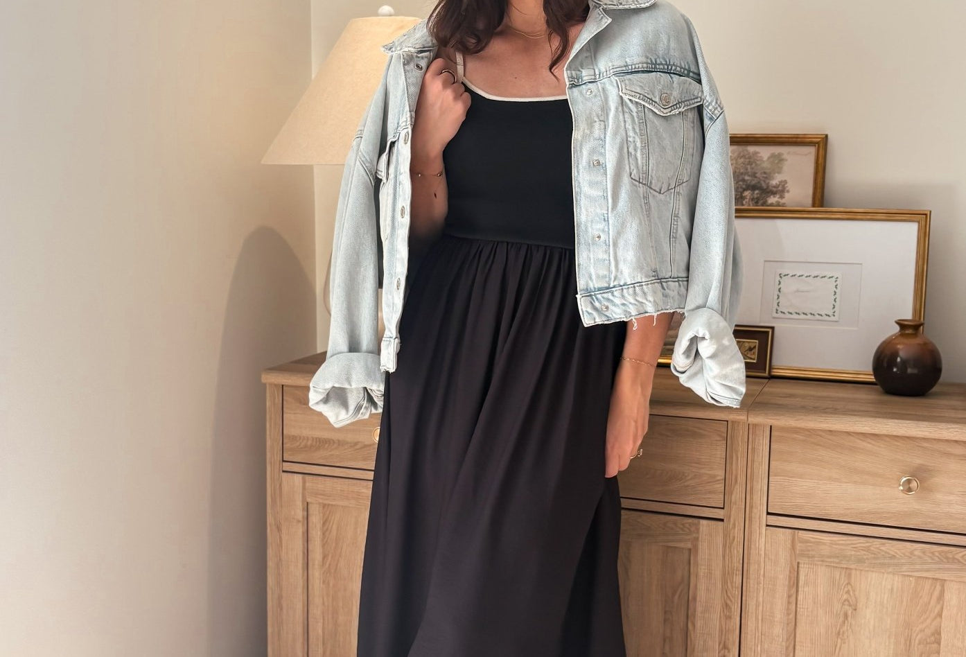 The Chanel Contrast Tie Spaghetti Strap Mix Media Midi Dress - Love and Lee Apparel