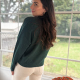 The Autumn Evergreen Raw Edge Cropped Knit Sweater - Love and Lee Apparel