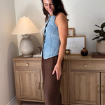 The Beatrice Washed Denim Button Down Vest - Love and Lee Apparel
