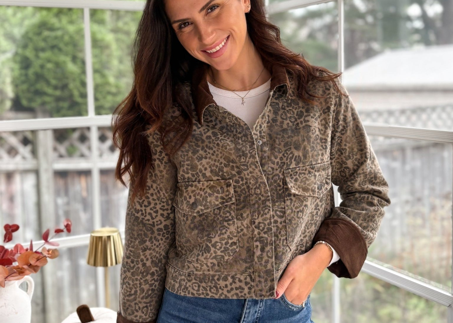 Wildwood Printed Jacket with Corduroy Collar - Love and Lee Apparel