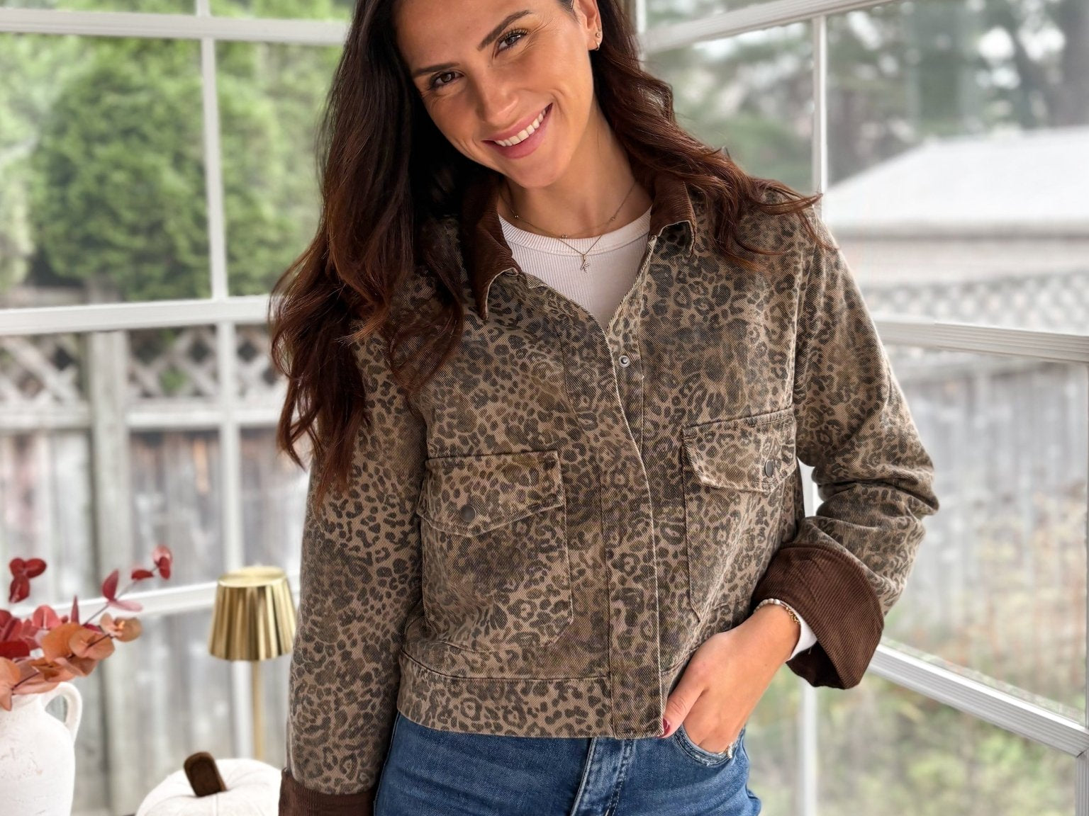 Wildwood Printed Jacket with Corduroy Collar - Love and Lee Apparel