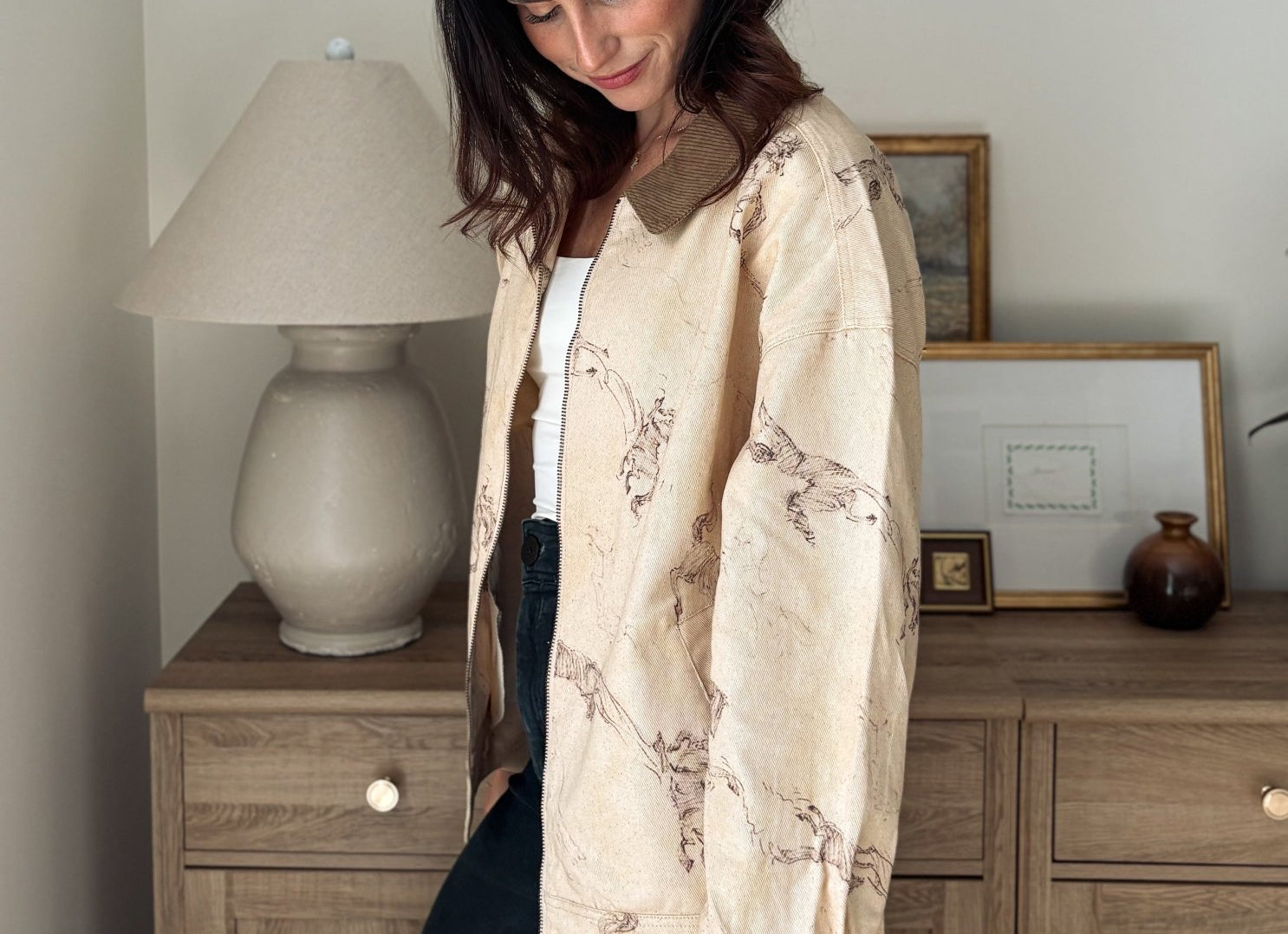 The Countryside Stables Western Horse Print Zip Up Jacket - Love and Lee Apparel