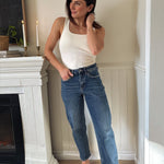 The Morgan High Rise Ankle Barrel Jeans in Medium/Dark Wash - Love and Lee Apparel