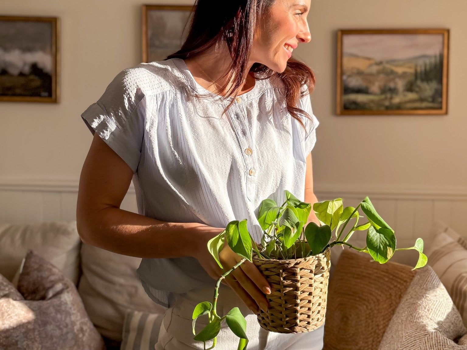 The Ruth Short Sleeve Henley Detail Blouse with Ruched Shoulder - Love and Lee Apparel