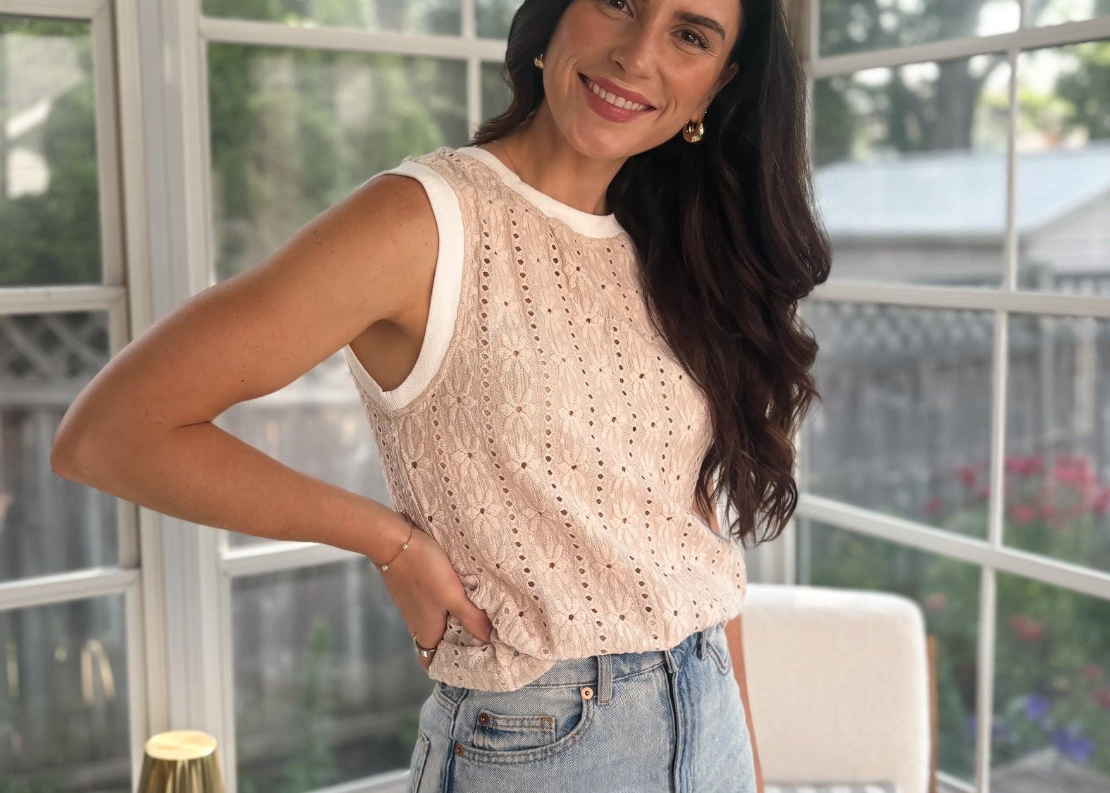 Starlight Eyelet Sleeveless Top - Love and Lee Apparel