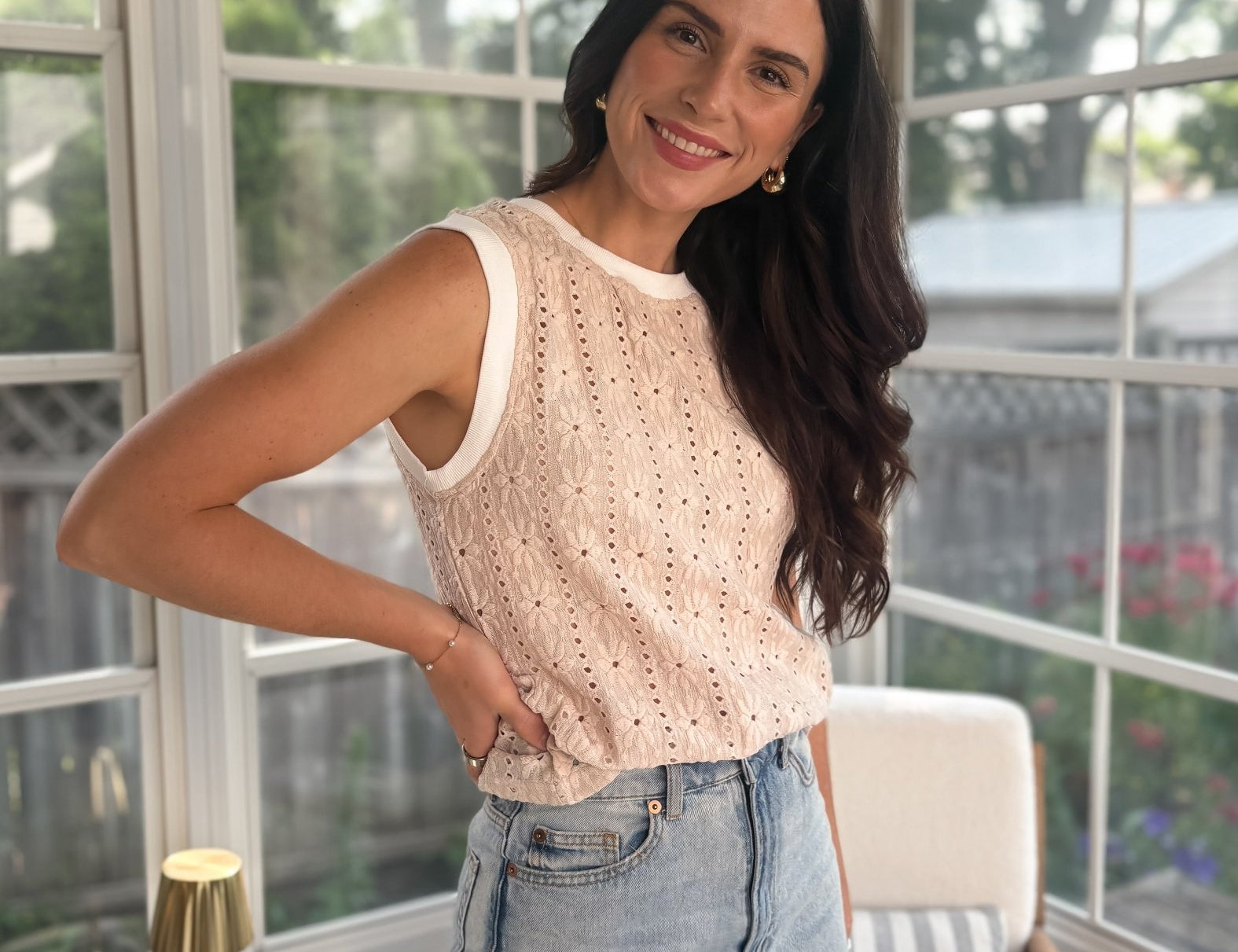 Starlight Eyelet Sleeveless Top - Love and Lee Apparel