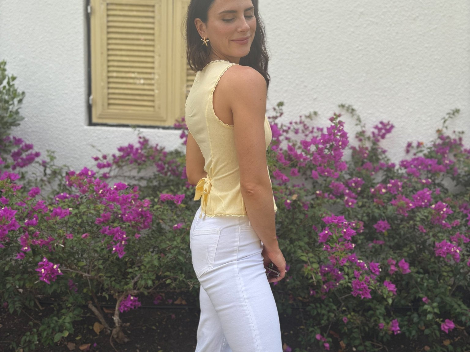 The Lexi Scallop Lace Trim Button Down Sleeveless Vest Blouse - Love and Lee Apparel